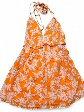 Orange Tropical Mini Dress